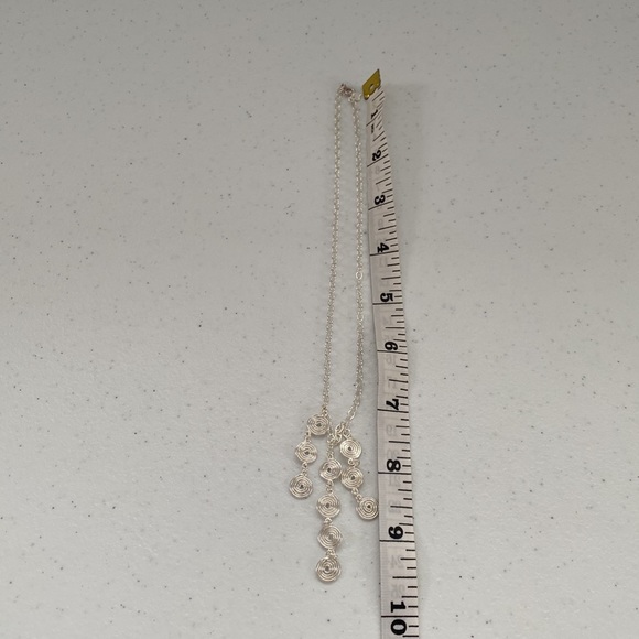 925 Sterling Silver Triple Swirl Dangle Necklace / Choker - Picture 7 of 11